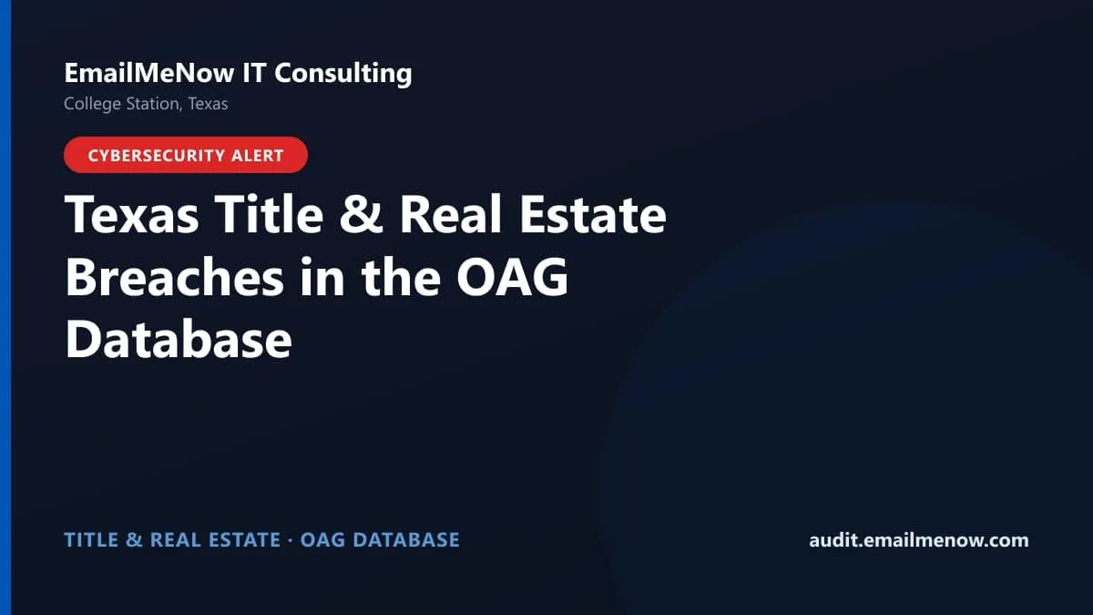 Illustration of Texas title and real estate company data breaches reported to the Attorney General