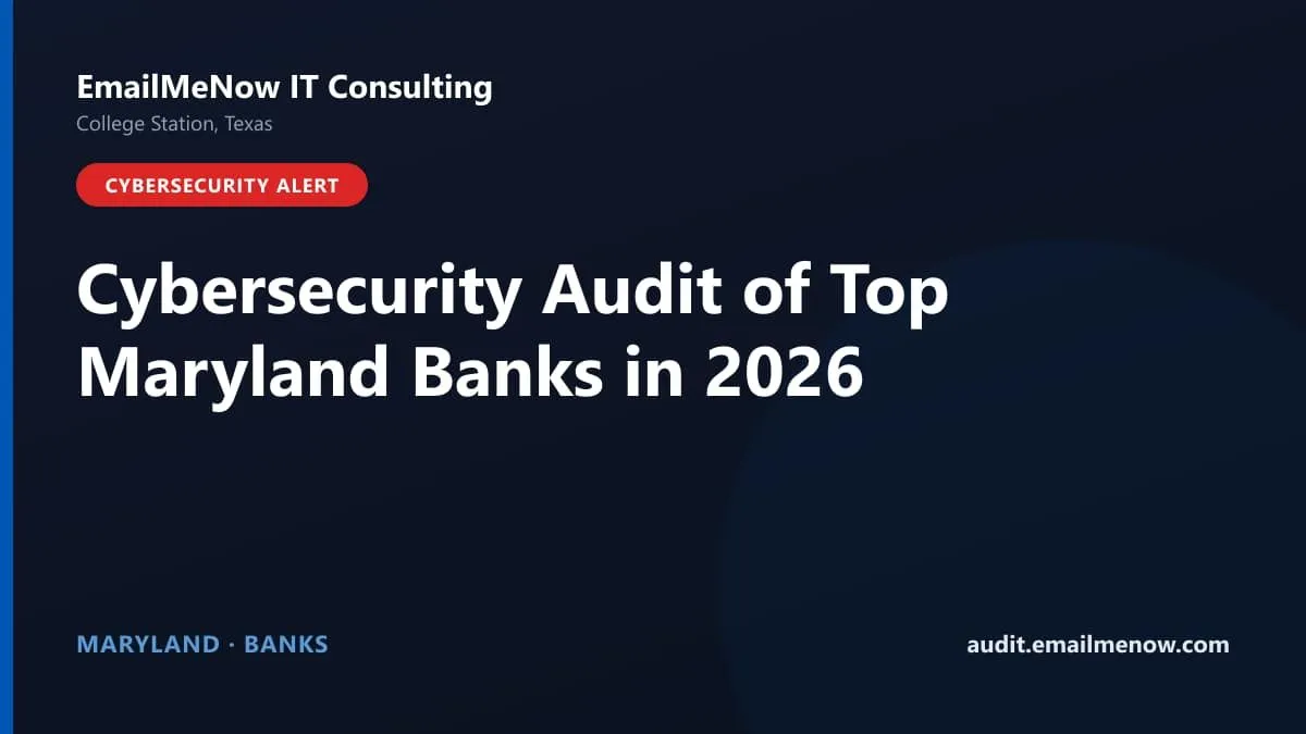 Digital audit dashboard with a Maryland state map showing cybersecurity scores of major Maryland banks