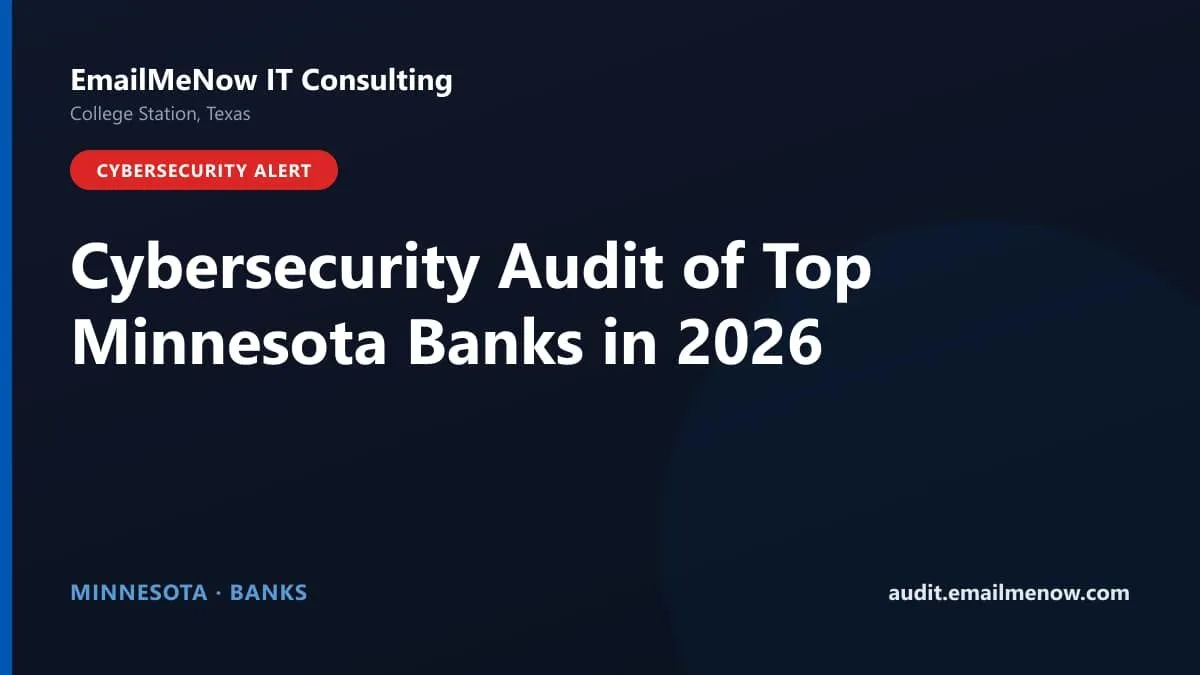Digital audit dashboard with a Minnesota state map showing cybersecurity scores of major Minnesota banks