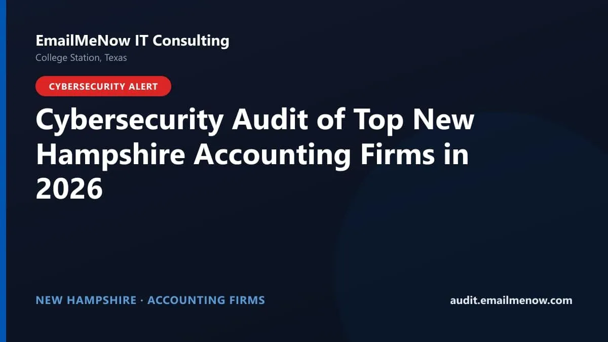 Digital audit dashboard with a New Hampshire state map showing cybersecurity scores of major New Hampshire accounting firms