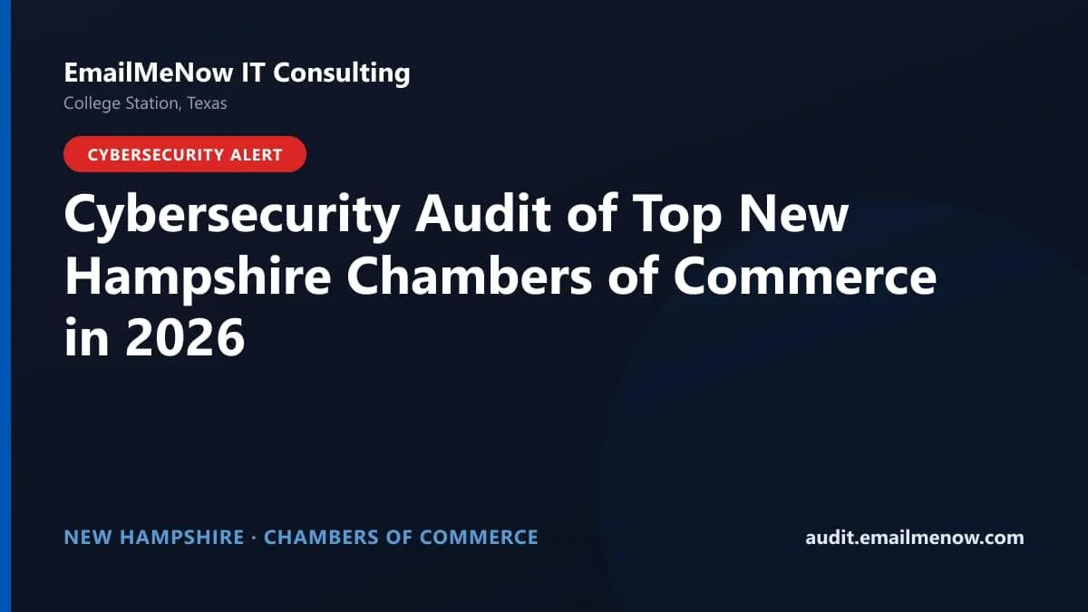 Digital audit dashboard with a New Hampshire state map showing cybersecurity scores of major New Hampshire chambers of commerce