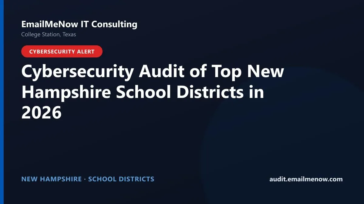 Digital audit dashboard with a New Hampshire state map showing cybersecurity scores of major New Hampshire school districts
