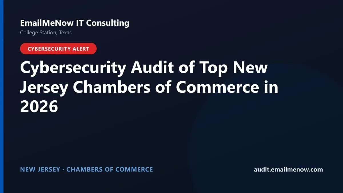 Digital audit dashboard with a New Jersey state map showing cybersecurity scores of major New Jersey chambers of commerce