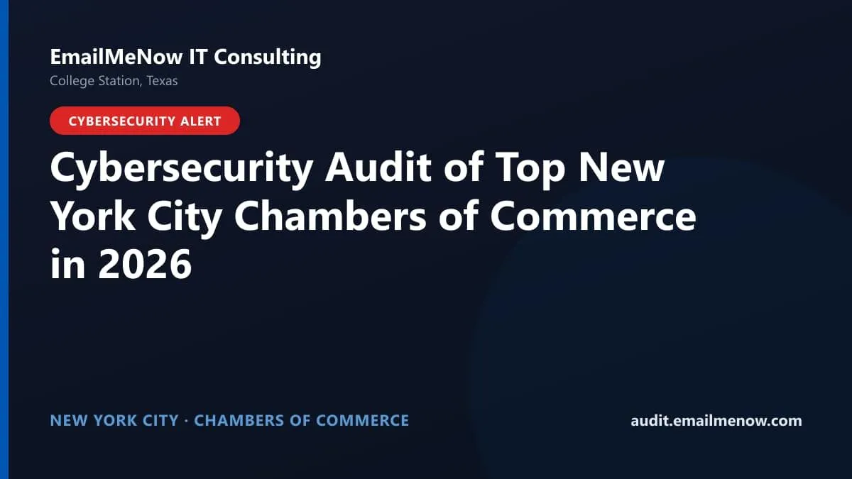 Digital audit dashboard showing cybersecurity scores of major New York City chambers of commerce