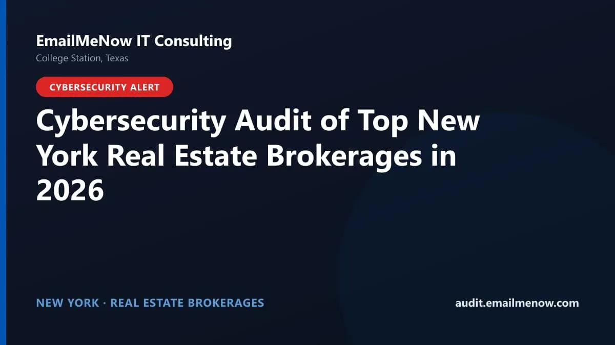Digital audit dashboard showing cybersecurity scores of major New York real estate brokerages