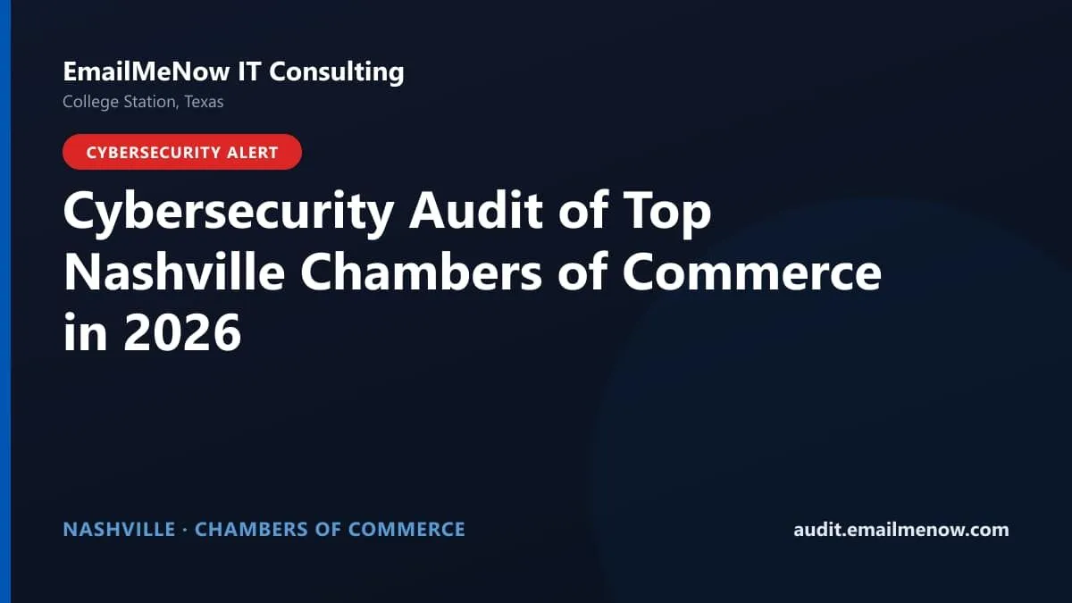 Digital audit dashboard showing cybersecurity scores of major Nashville chambers of commerce