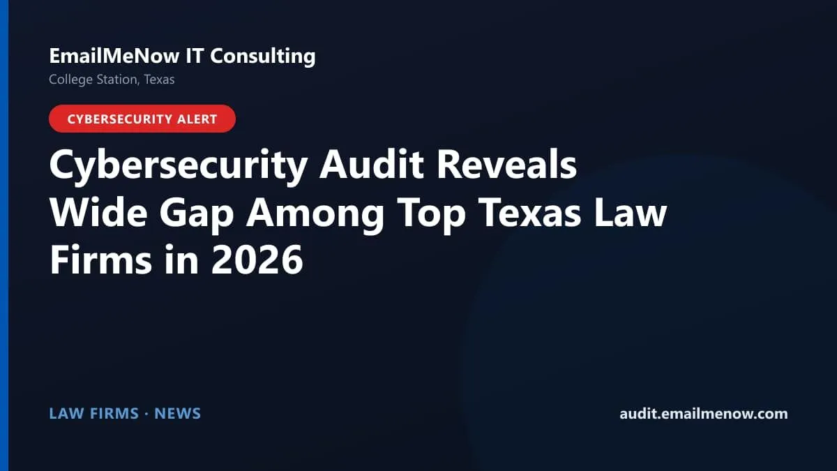 Digital audit dashboard showing cybersecurity scores of major Texas law firms