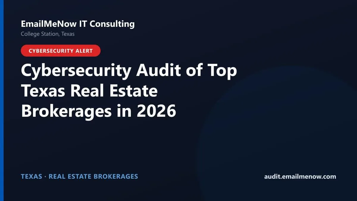 Digital audit dashboard showing cybersecurity scores of major Texas real estate brokerages