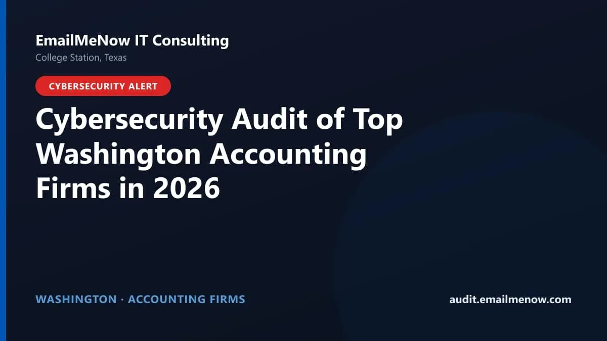 Digital audit dashboard with a Washington state map showing cybersecurity scores of major Washington accounting firms