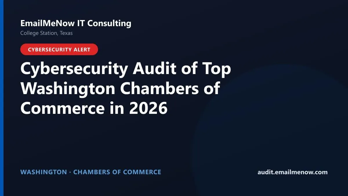 Digital audit dashboard with a Washington state map showing cybersecurity scores of major Washington chambers of commerce