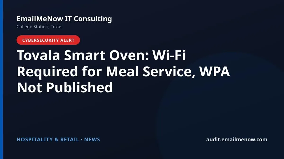 Tovala smart oven Wi-Fi security