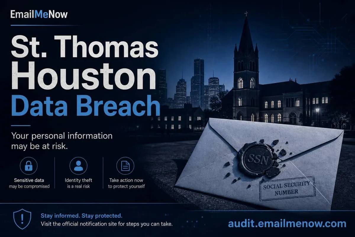University of St. Thomas Houston campus data breach cybersecurity illustration