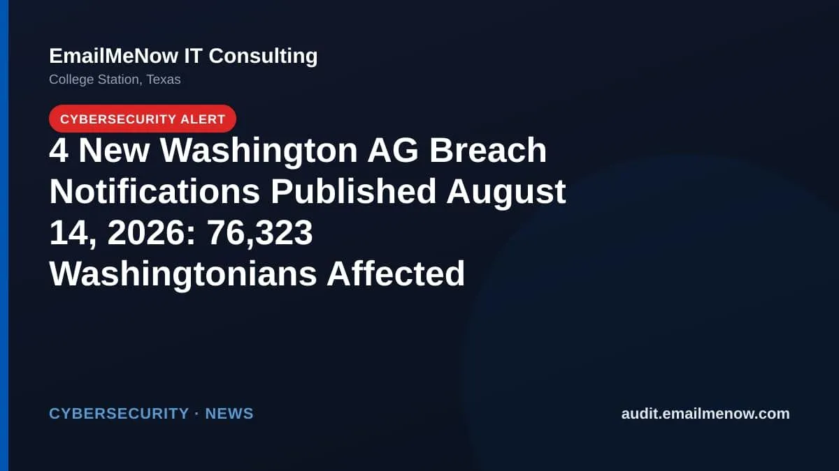 Washington data breach notification roundup for August 14, 2026