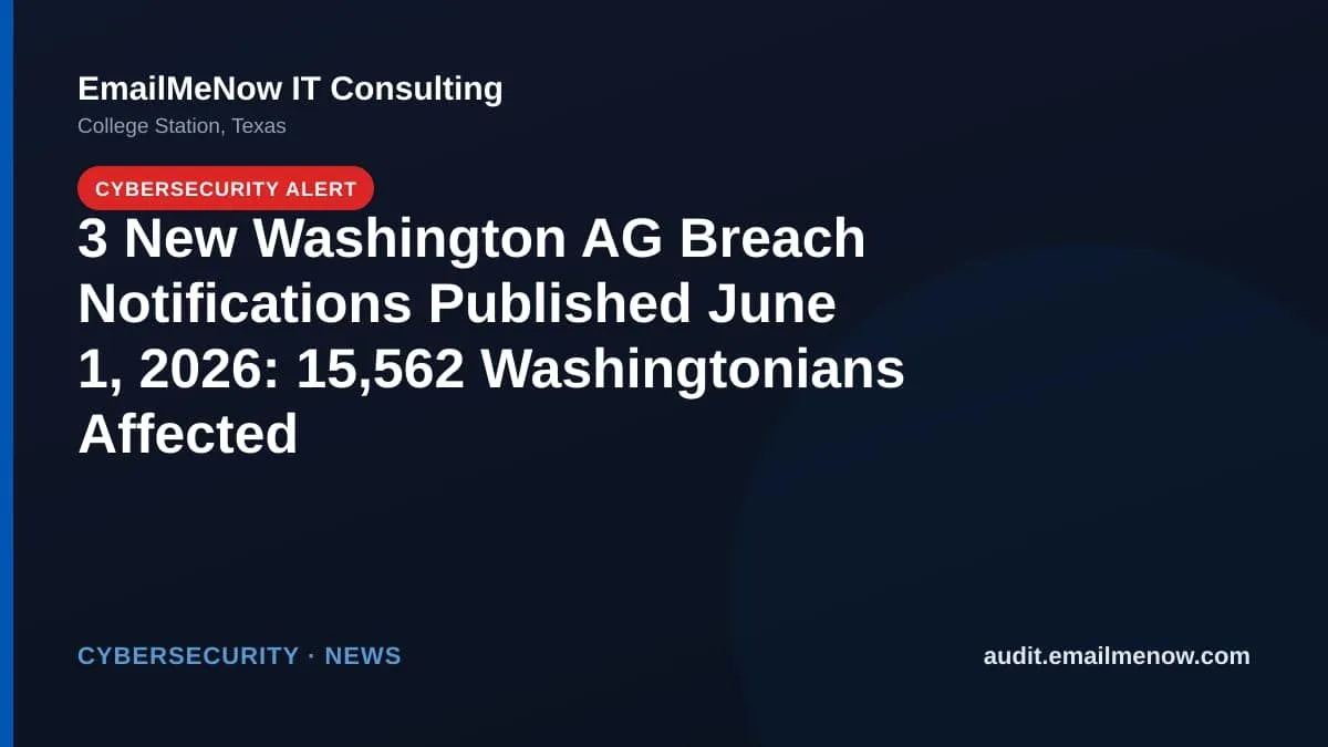 Washington data breach notification roundup for June 1, 2026