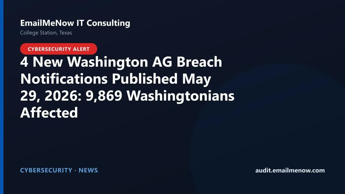 Washington data breach notification roundup for May 29, 2026