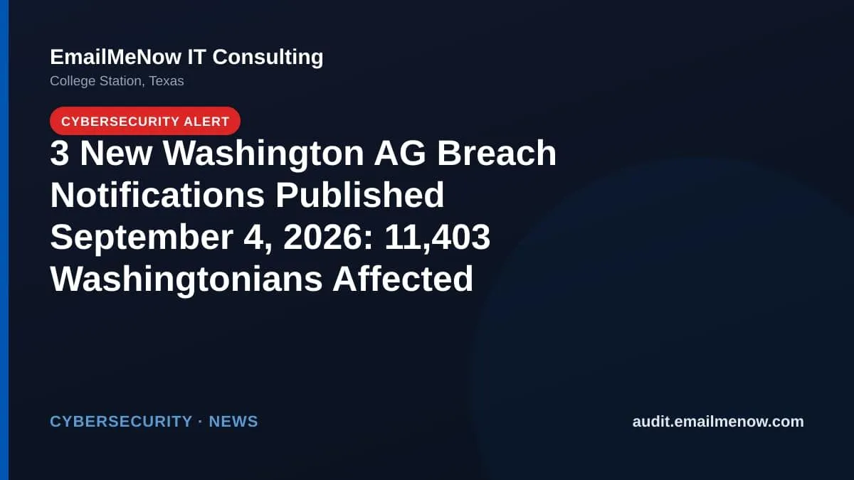Washington data breach notification roundup for September 4, 2026