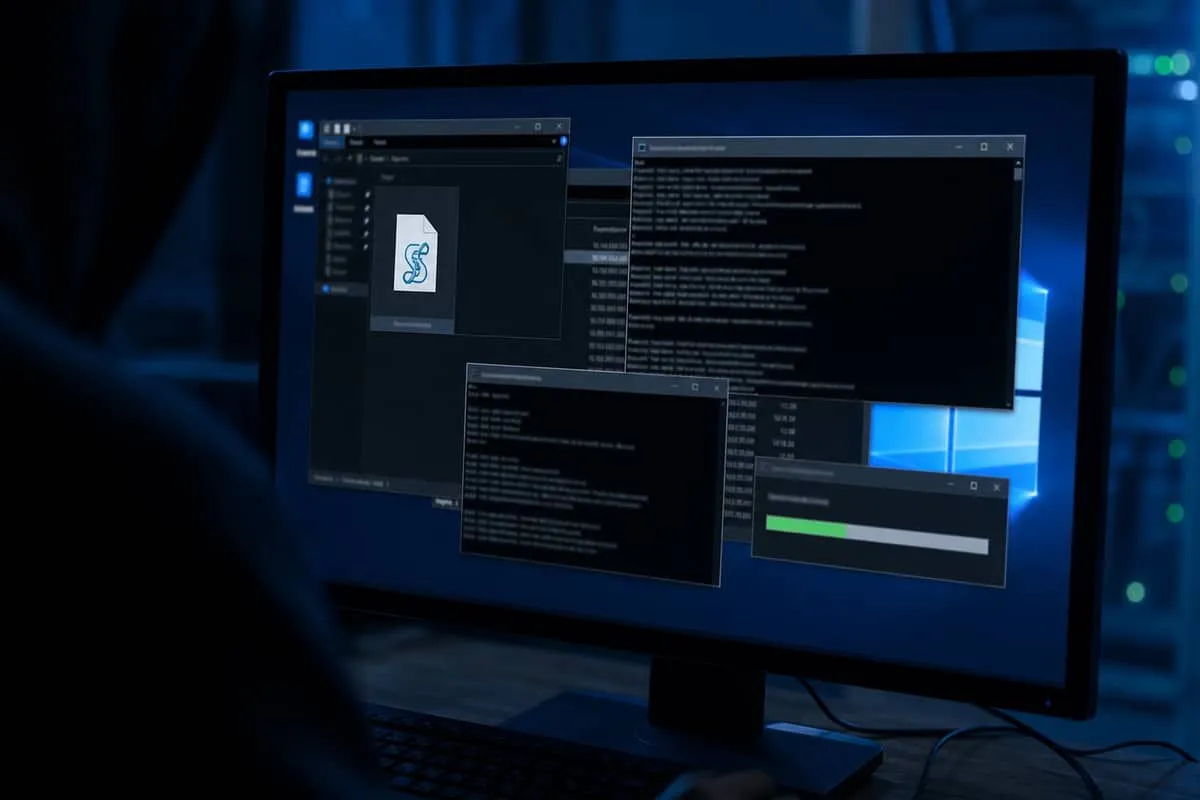 Illustration: Visual Basic Script executing on a Windows business PC
