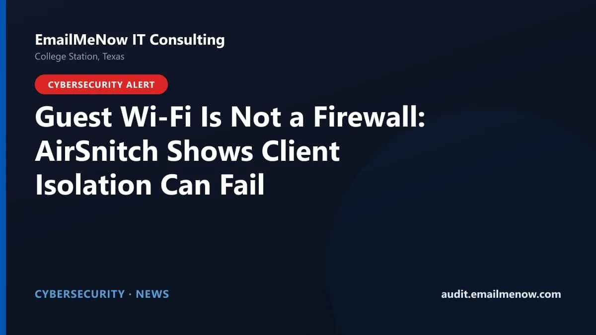 Guest Wi-Fi security warning about client isolation failures on shared routers