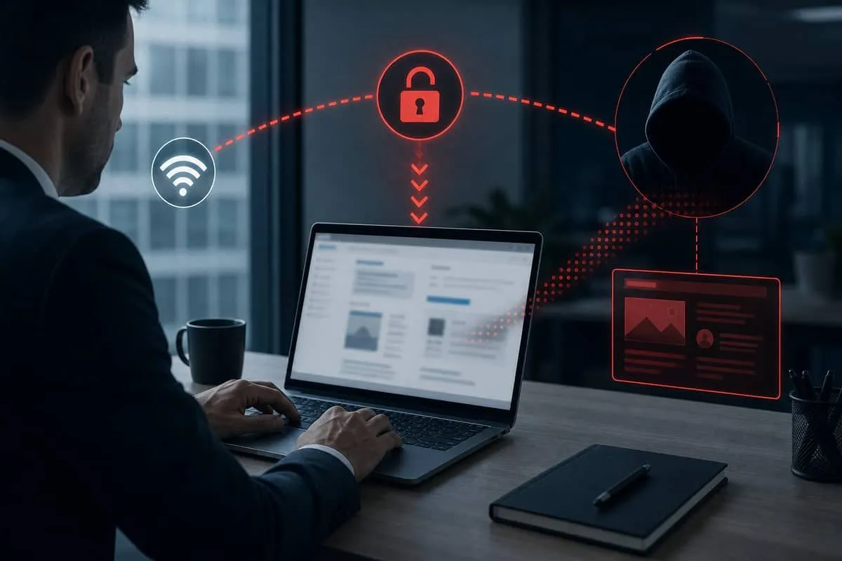 Illustration: vulnerable laptop Wi-Fi session decrypted after encryption key reinstallation