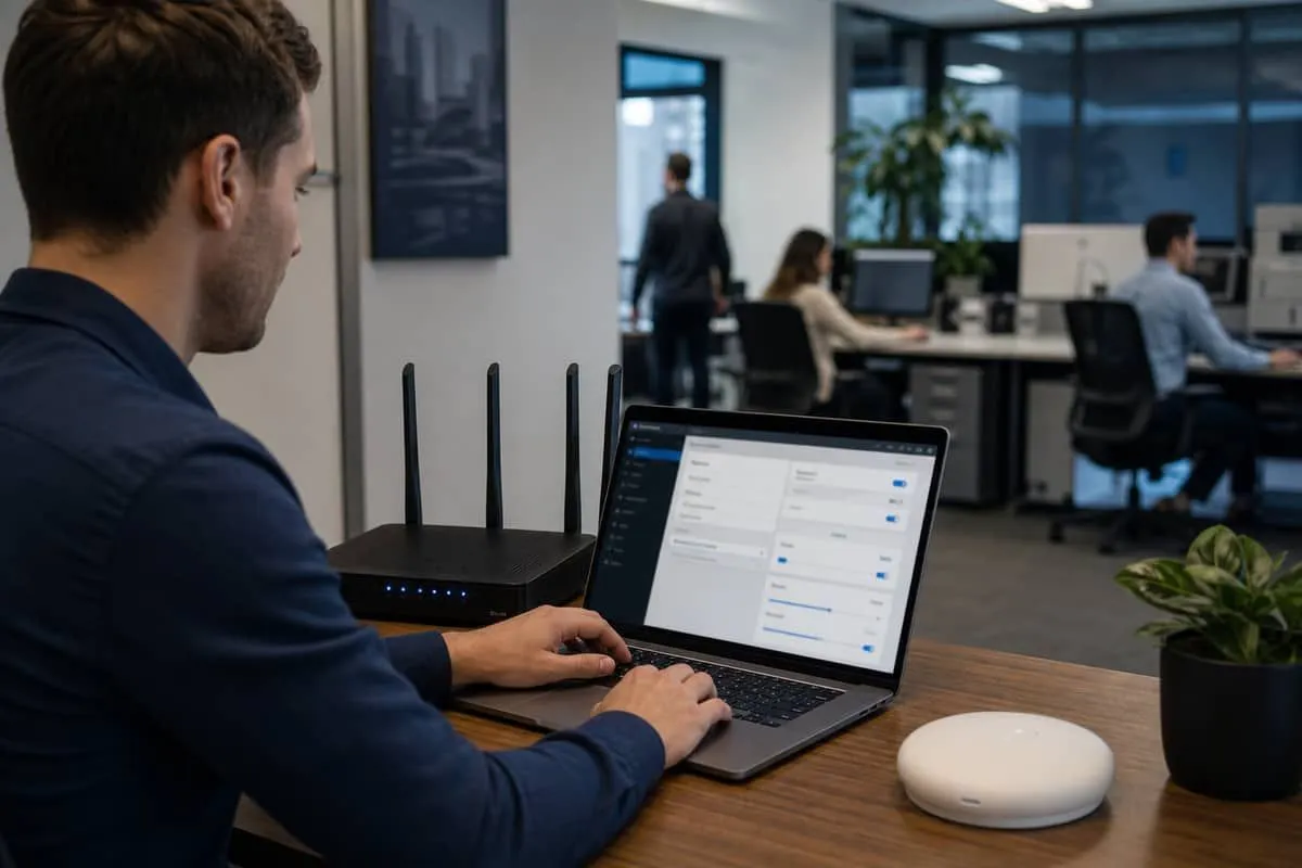 Business IT admin configuring WPA3 wireless on office router