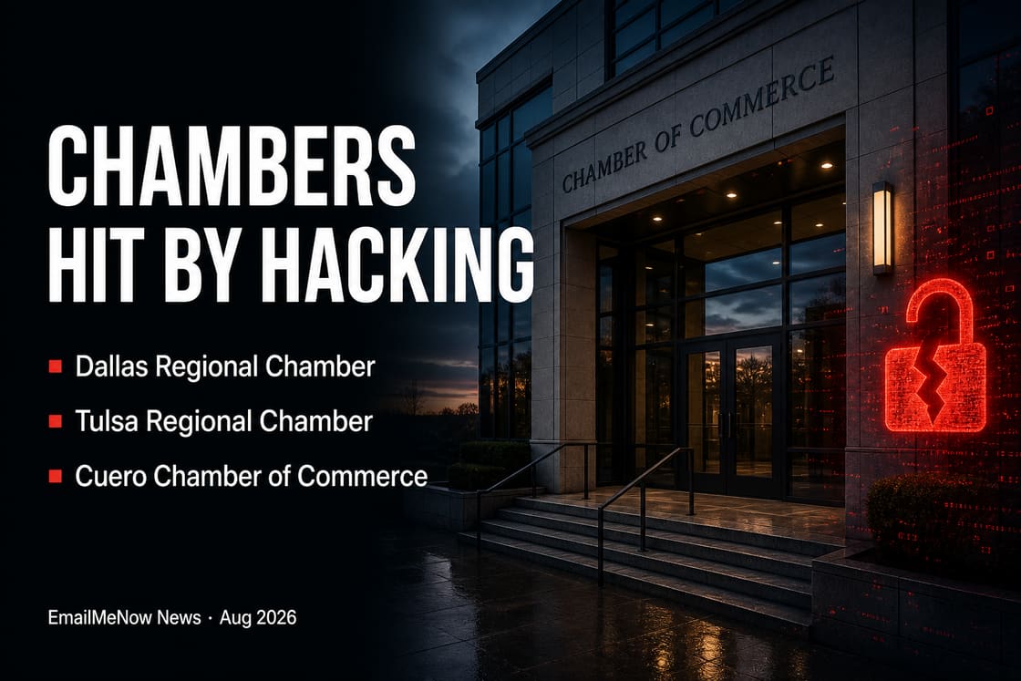 Chambers hit by hacking: Dallas Regional Chamber, Tulsa Regional Chamber, Cuero Chamber of Commerce