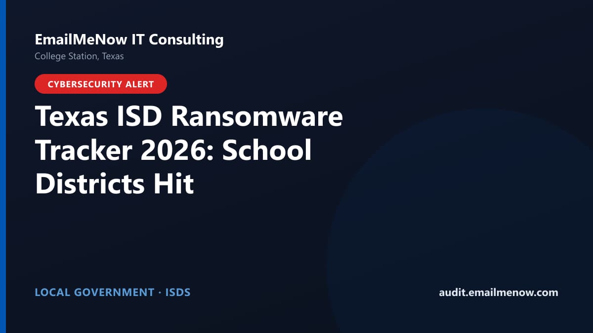 Illustration tracking ransomware attacks on Texas school districts and ISDs in 2026