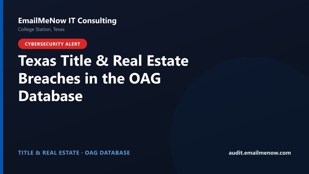 Illustration of Texas title and real estate company data breaches reported to the Attorney General