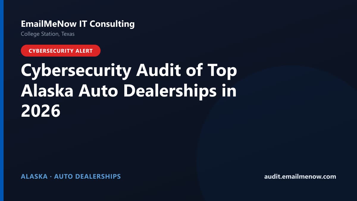 Digital audit dashboard with a Alaska state map showing cybersecurity scores of major Alaska auto dealerships