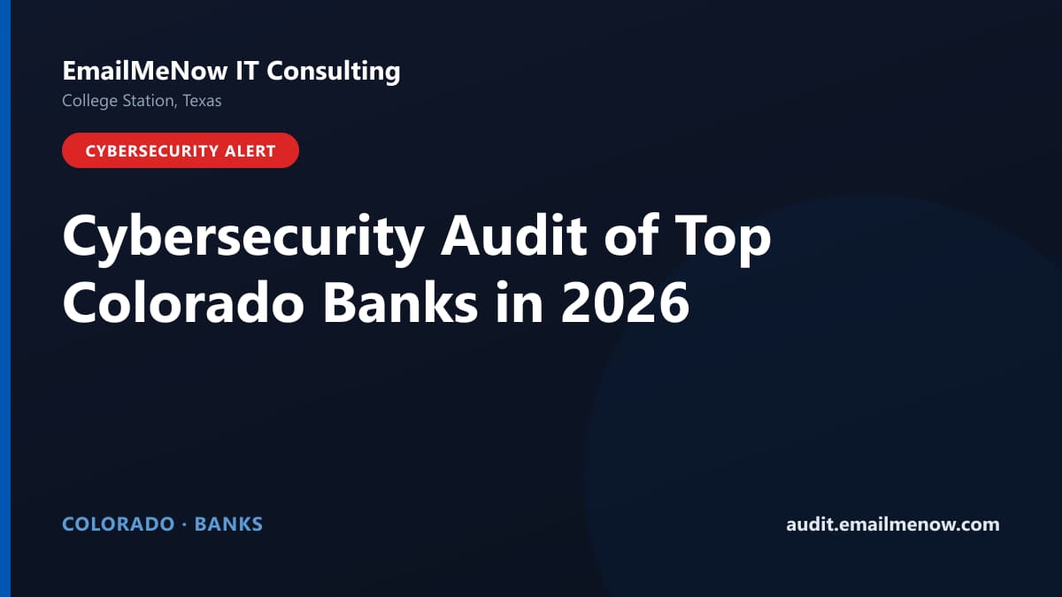 Digital audit dashboard with a Colorado state map showing cybersecurity scores of major Colorado banks