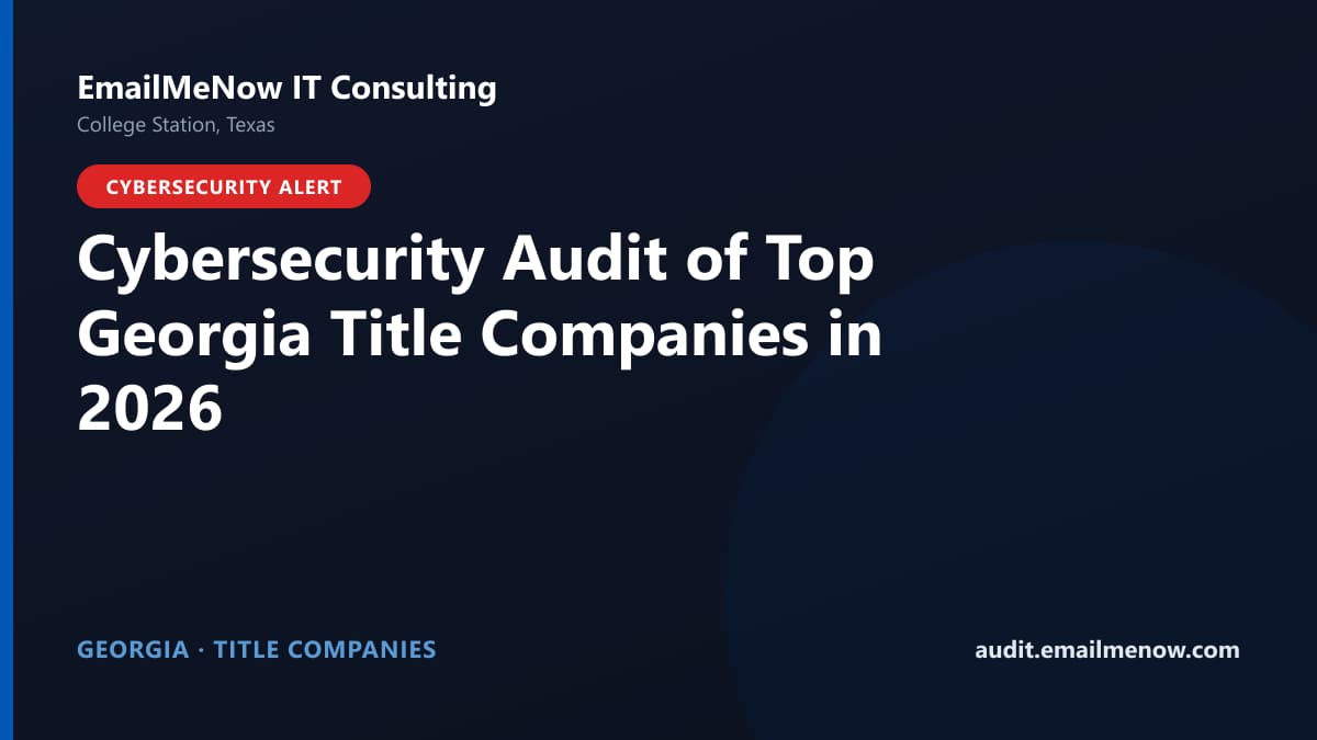 Digital audit dashboard with a Georgia state map showing cybersecurity scores of major Georgia title companies