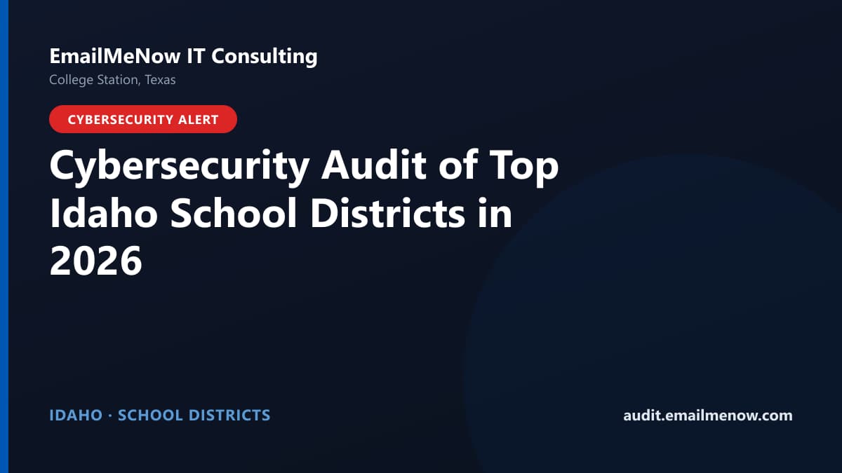 Digital audit dashboard with a Idaho state map showing cybersecurity scores of major Idaho school districts
