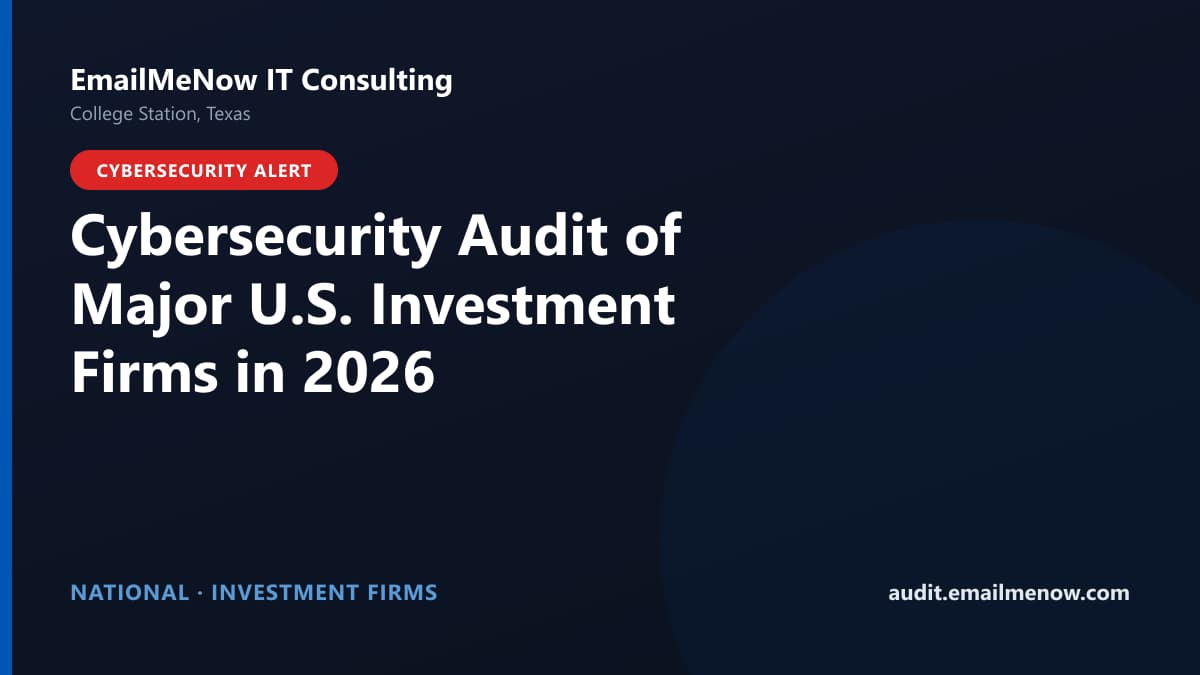 Digital audit dashboard with a United States map showing cybersecurity scores of major U.S. investment firms