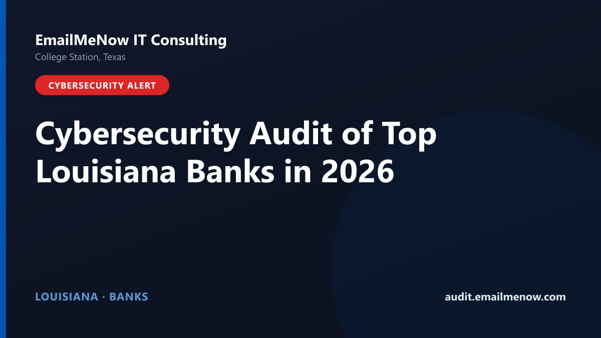 Digital audit dashboard with a Louisiana state map showing cybersecurity scores of major Louisiana banks