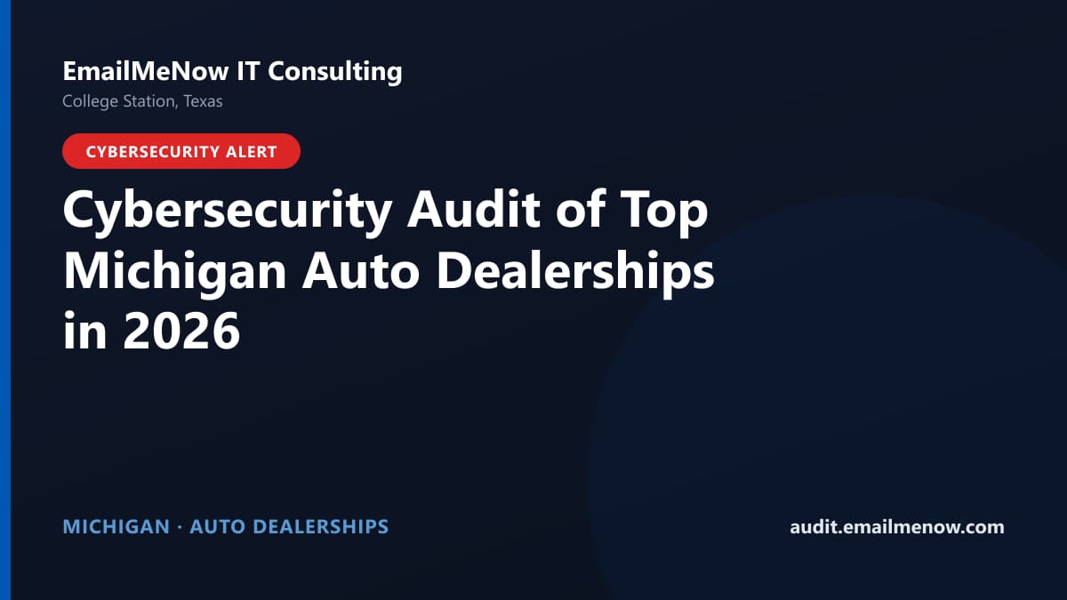 Digital audit dashboard with a Michigan state map showing cybersecurity scores of major Michigan auto dealerships