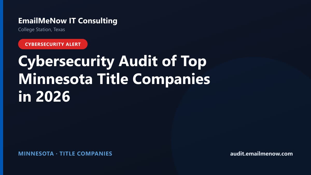 Digital audit dashboard with a Minnesota state map showing cybersecurity scores of major Minnesota title companies