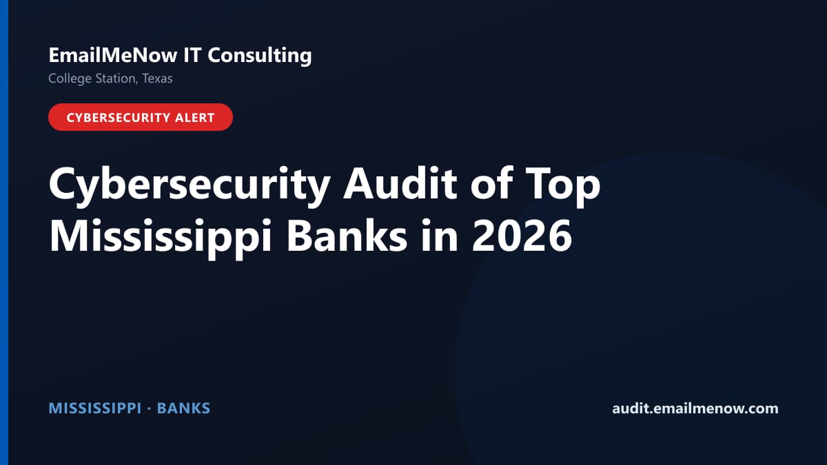 Digital audit dashboard with a Mississippi state map showing cybersecurity scores of major Mississippi banks