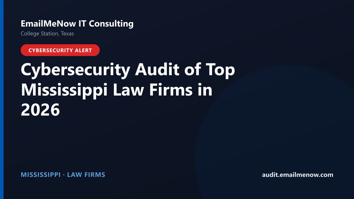 Digital audit dashboard with a Mississippi state map showing cybersecurity scores of major Mississippi law firms