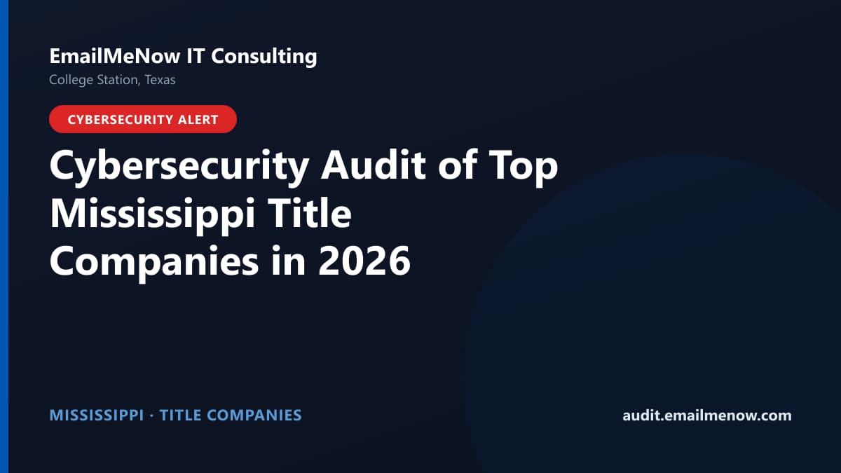 Digital audit dashboard with a Mississippi state map showing cybersecurity scores of major Mississippi title companies