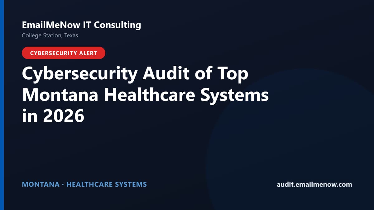 Digital audit dashboard with a Montana state map showing cybersecurity scores of major Montana hospitals and healthcare systems