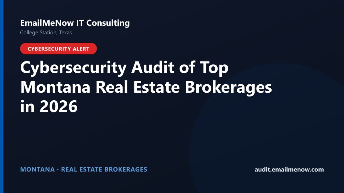 Digital audit dashboard with a Montana state map showing cybersecurity scores of major Montana real estate brokerages