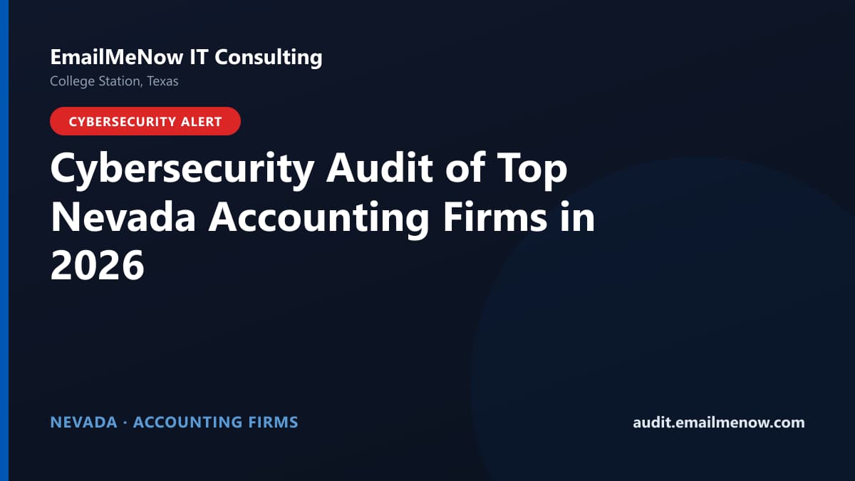 Digital audit dashboard with a Nevada state map showing cybersecurity scores of major Nevada accounting firms