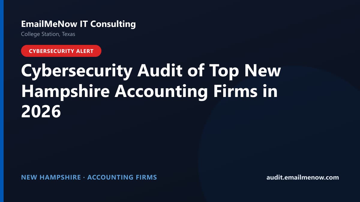 Digital audit dashboard with a New Hampshire state map showing cybersecurity scores of major New Hampshire accounting firms