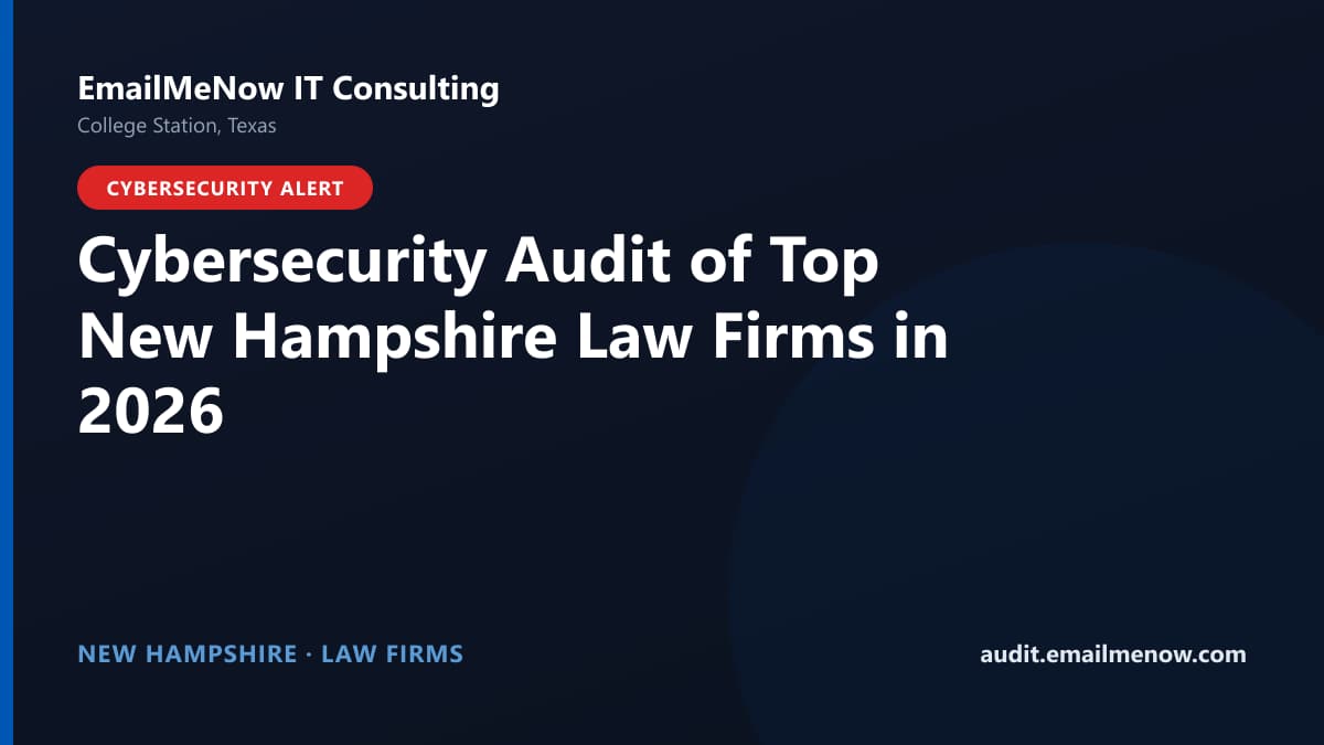 Digital audit dashboard with a New Hampshire state map showing cybersecurity scores of major New Hampshire law firms
