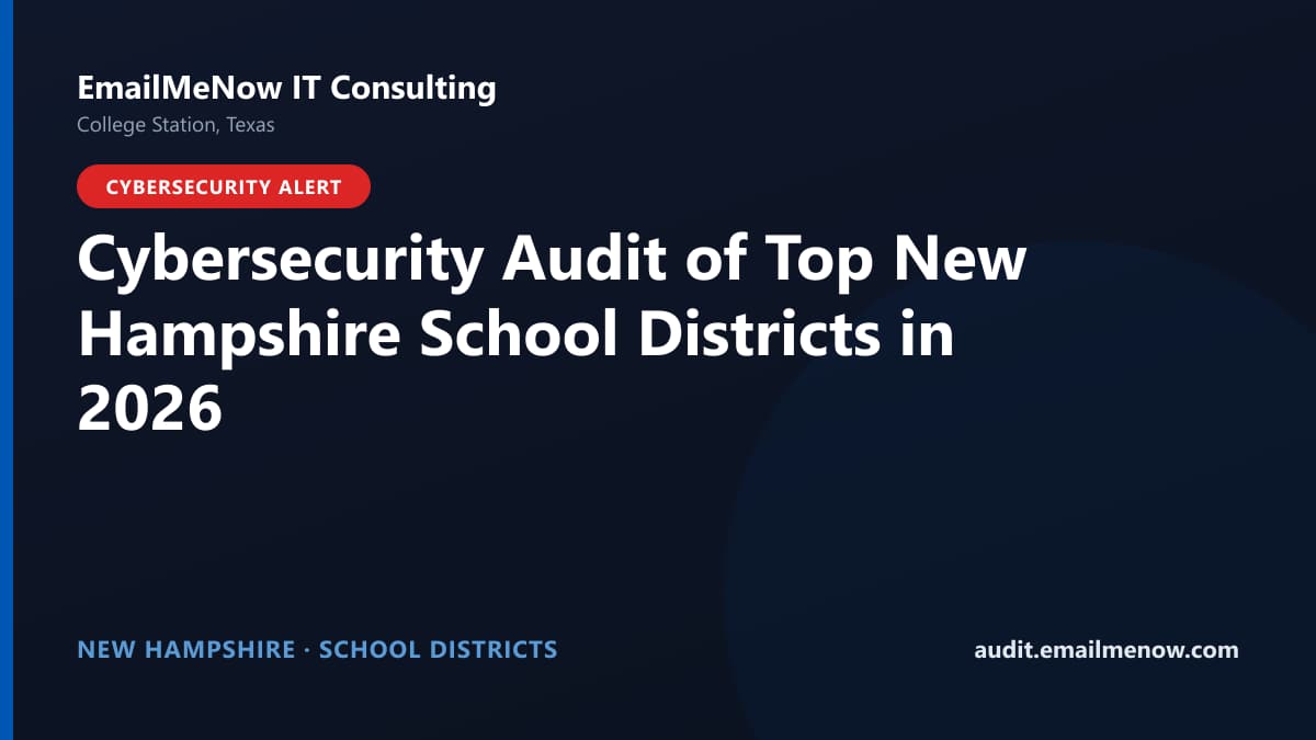 Digital audit dashboard with a New Hampshire state map showing cybersecurity scores of major New Hampshire school districts