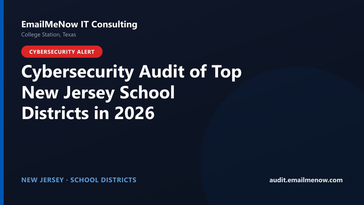 Digital audit dashboard with a New Jersey state map showing cybersecurity scores of major New Jersey school districts