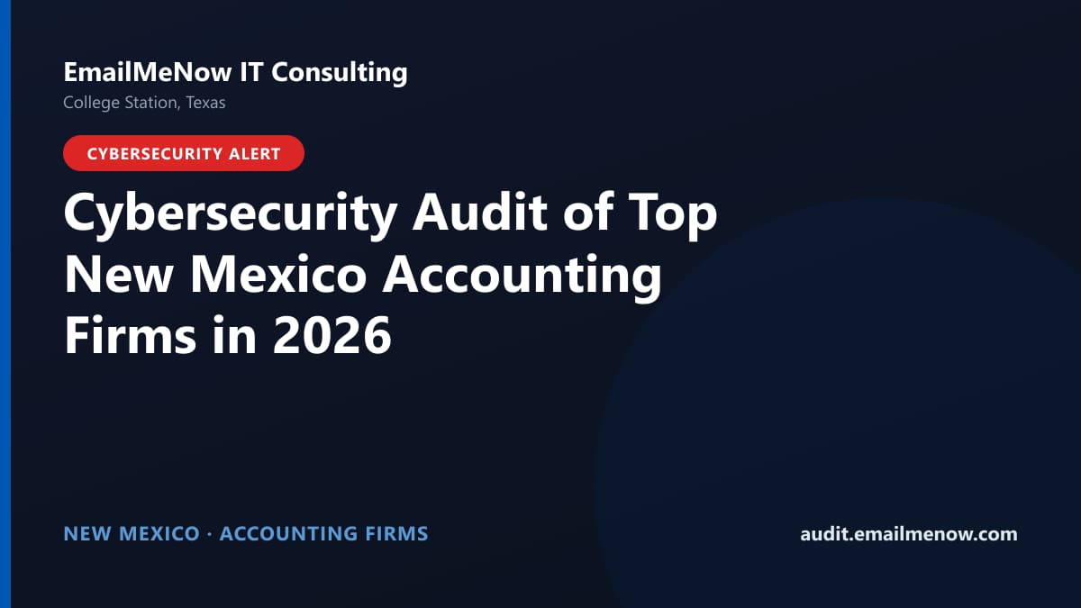Digital audit dashboard with a New Mexico state map showing cybersecurity scores of major New Mexico accounting firms