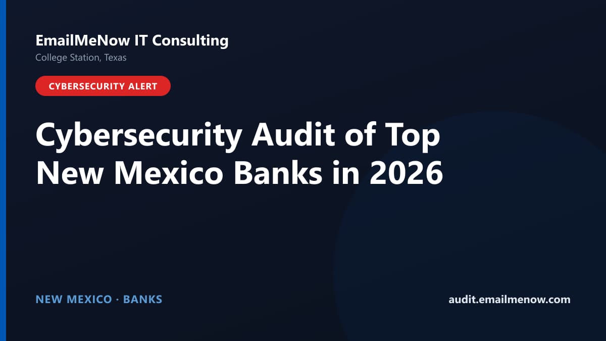 Digital audit dashboard with a New Mexico state map showing cybersecurity scores of major New Mexico banks
