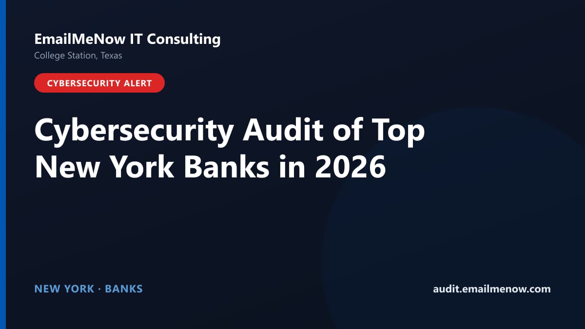 Digital audit dashboard with a New York state map showing cybersecurity scores of major New York banks