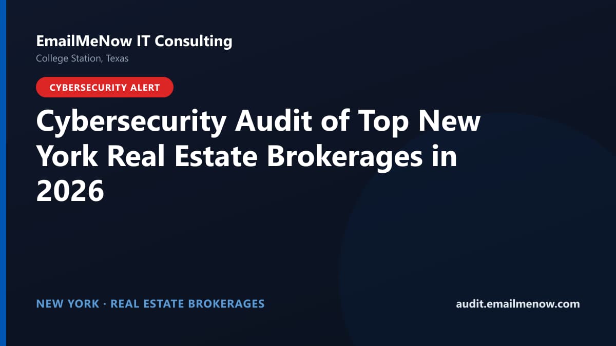 Digital audit dashboard showing cybersecurity scores of major New York real estate brokerages