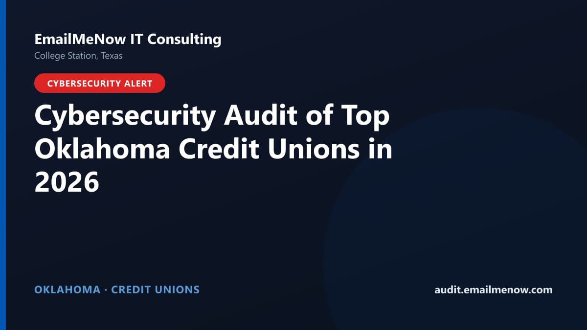 Digital audit dashboard with a Oklahoma state map showing cybersecurity scores of major Oklahoma credit unions